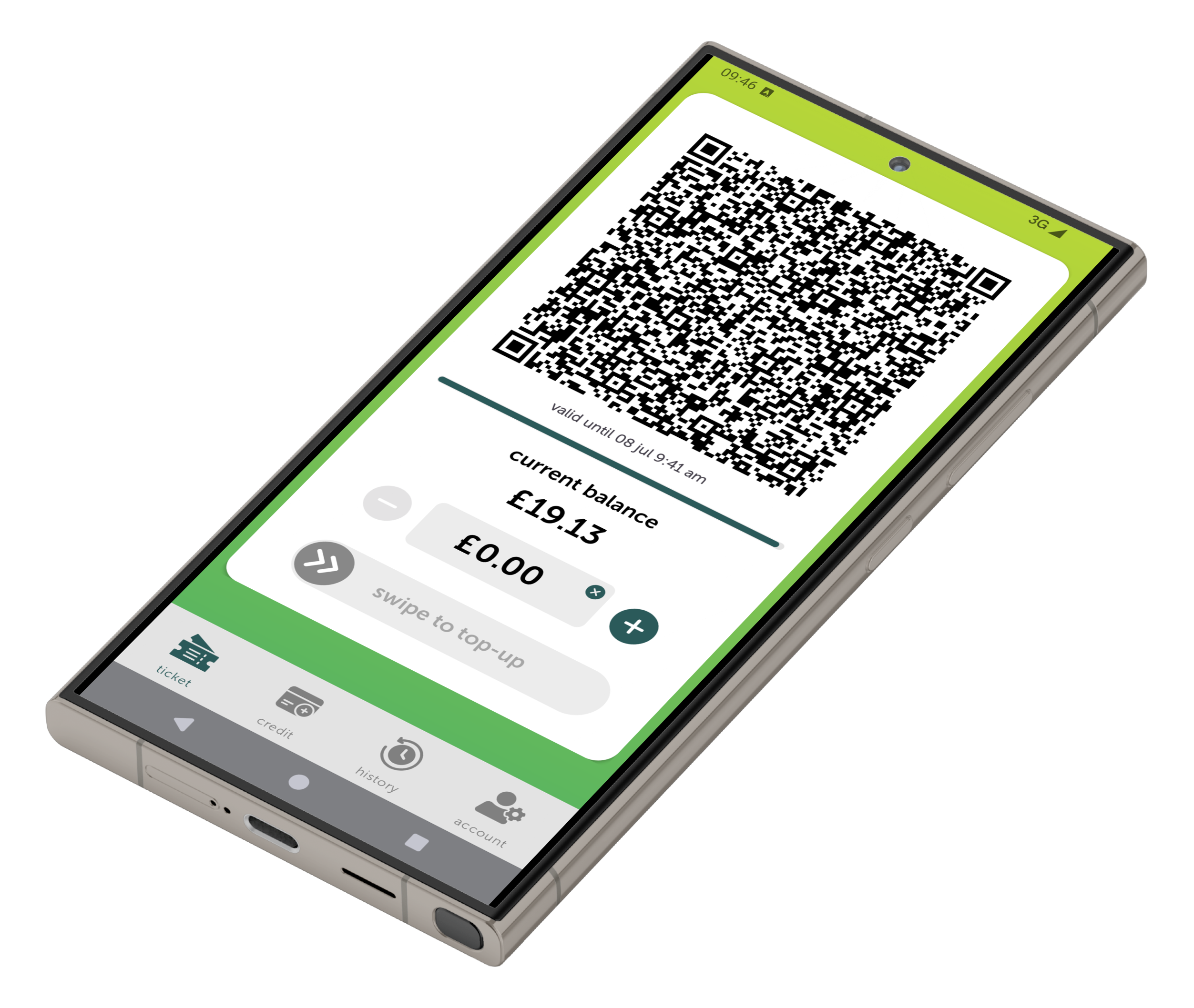 Screenshot of mango app showing the travel QR code